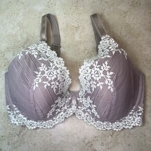 WACOAL 853291 Embrace Lace Embroidered Unlined Underwire 34DDD Taupe Bra EUC
